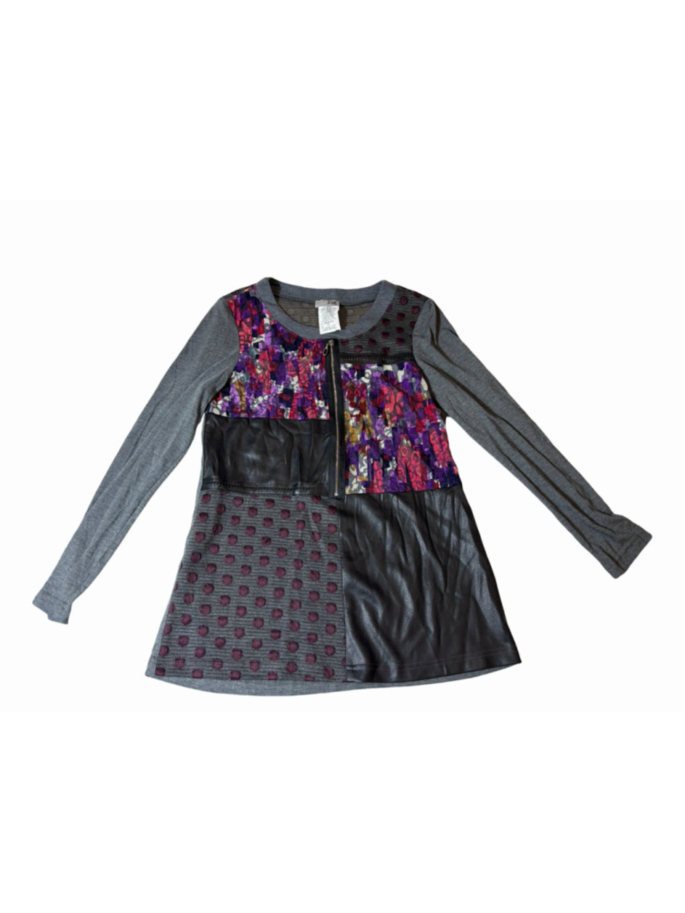 Zoe Women’s Small Mixed Media Gray Polka Dot Zip Front Tunic Top Canada
